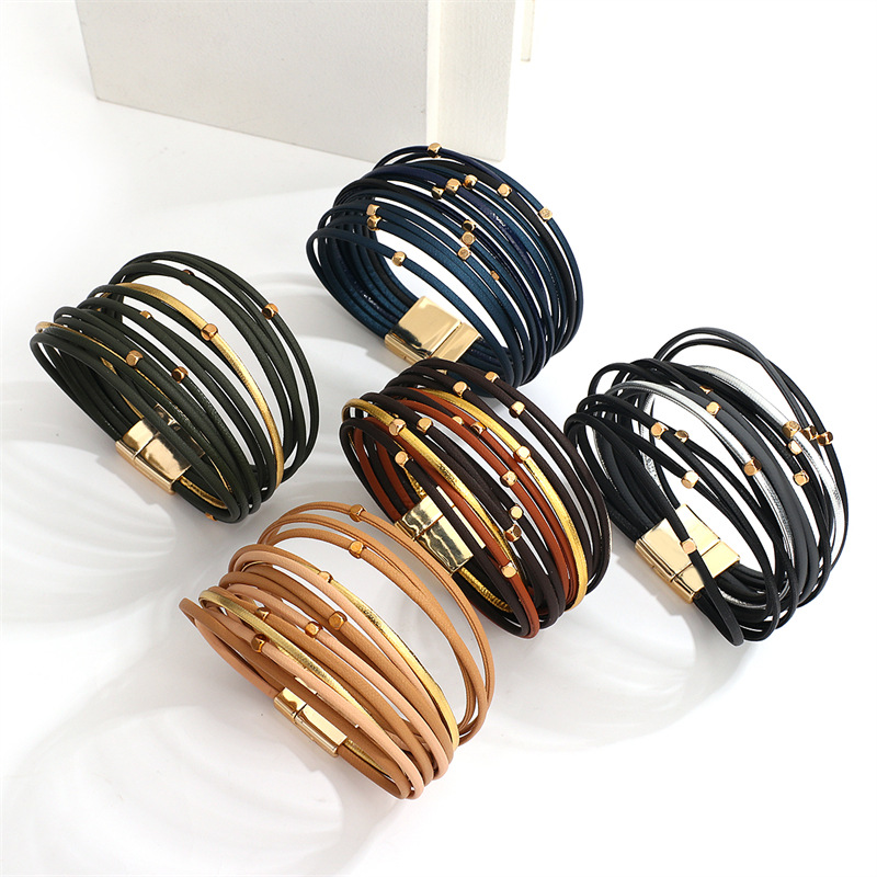 Vintage Beads Soft Leather Bracelet 12