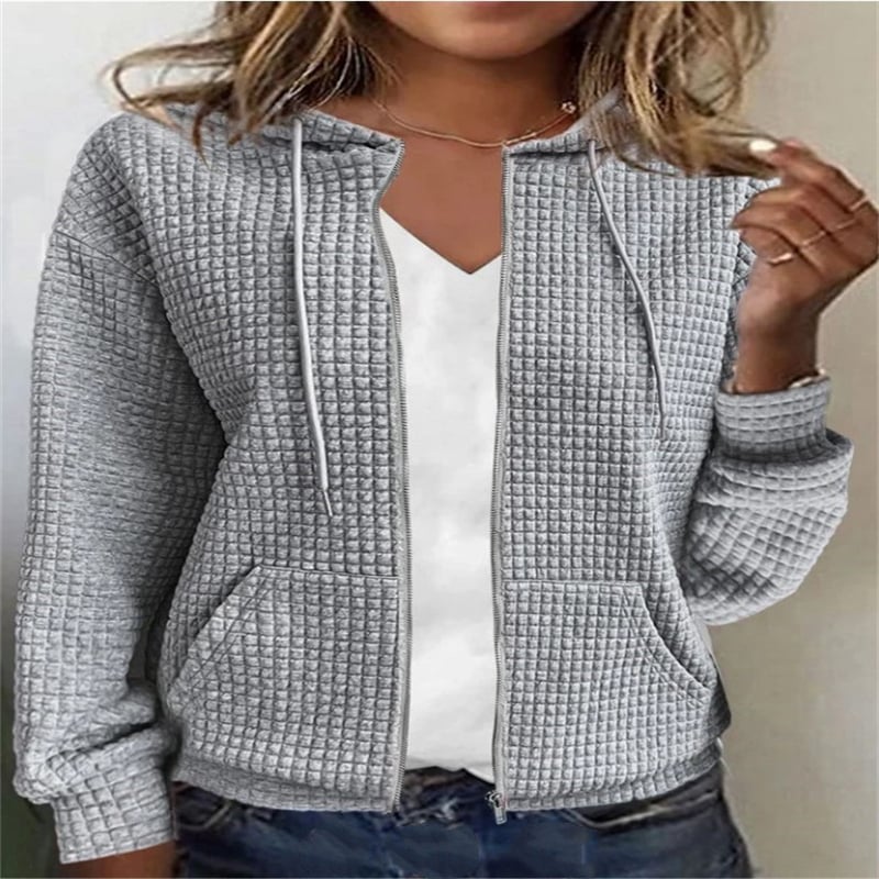 Women's Zipper Hooded Cardigan - Lifestyle