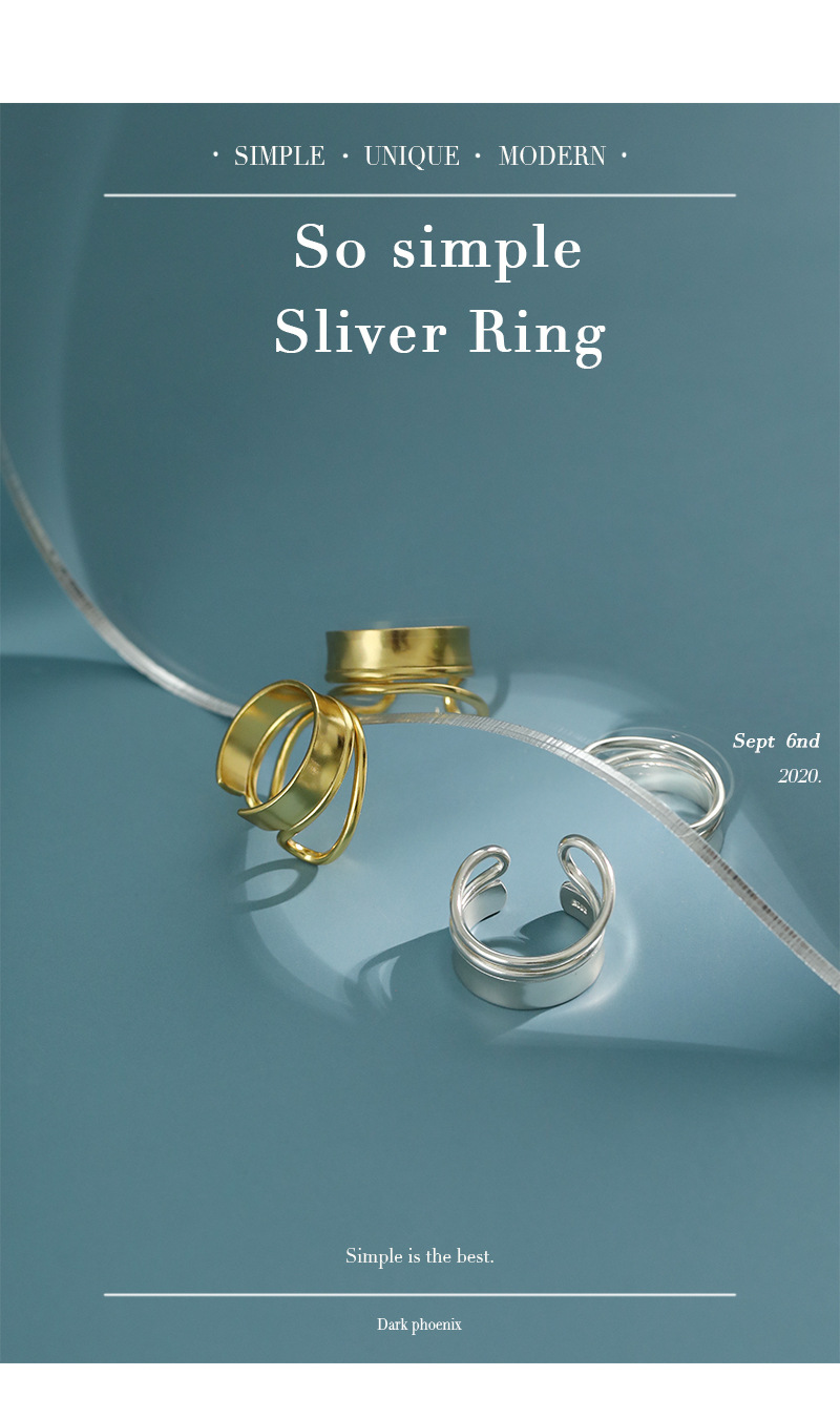 Cool Style Personalized Double Ring Hollow Sterling Silver Ring 4