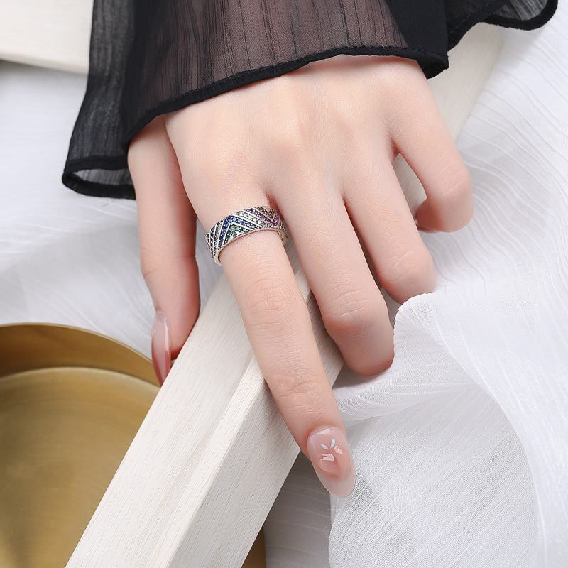 Women's Fashion Sterling Silver Ornamental Stone Ring Image 3