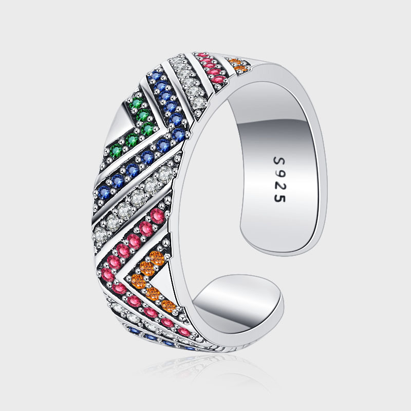 Women's Fashion Sterling Silver Ornamental Stone Ring Image 2