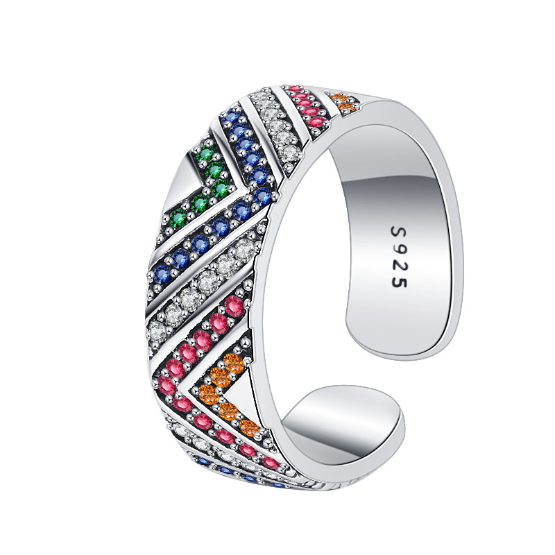 Women's Fashion Sterling Silver Ornamental Stone Ring Image 5