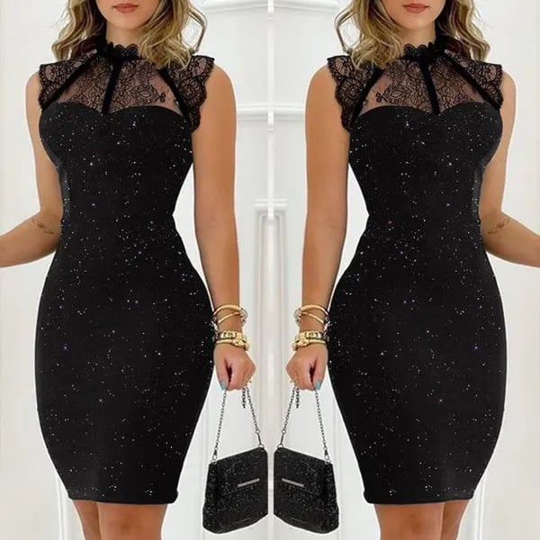 Black Paillette Dress Image 1