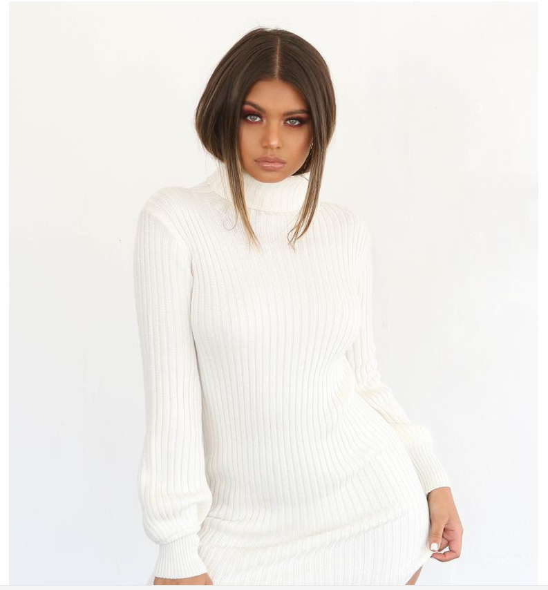 High Collar Slim Fit Long Sleeves Dress Image 6