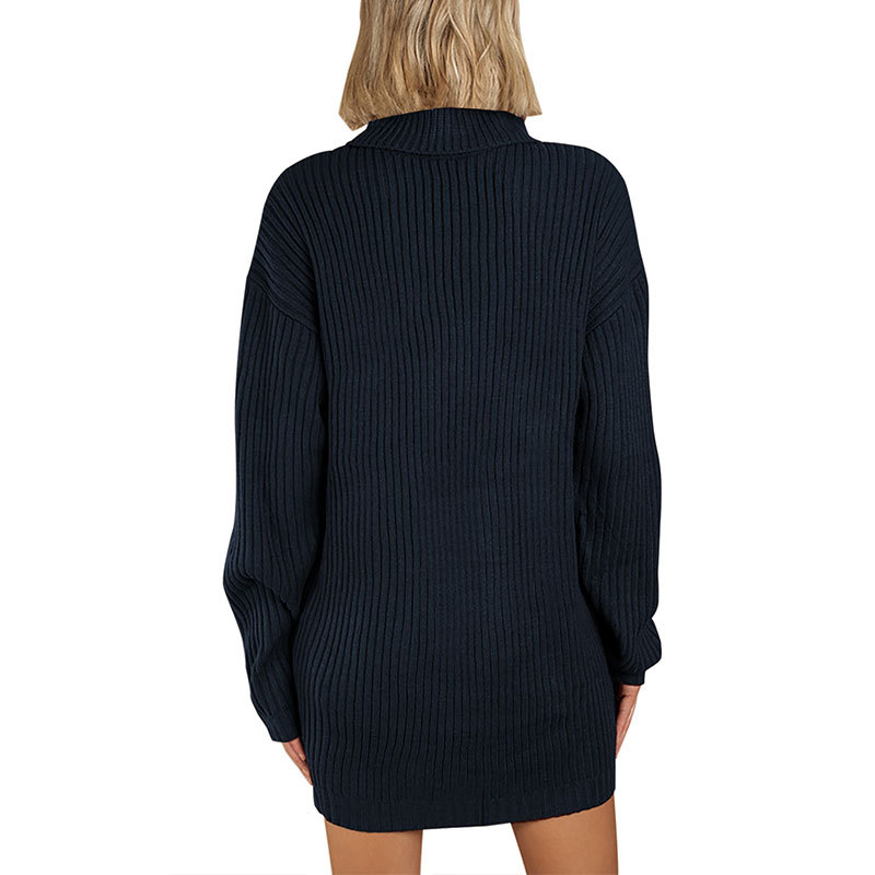 High Collar Slim Fit Long Sleeves Dress Image 4