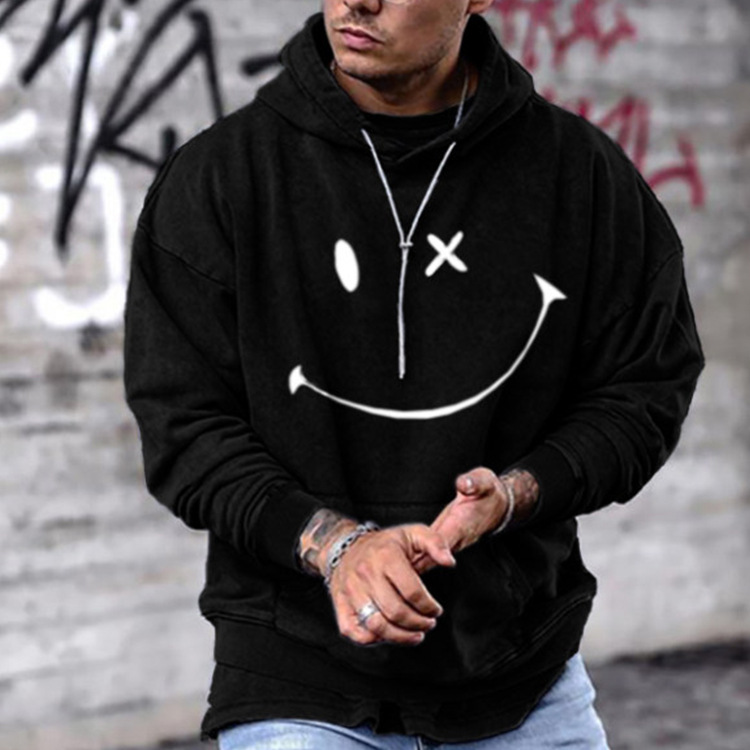 Black Men's Sports Hoodie - Front View