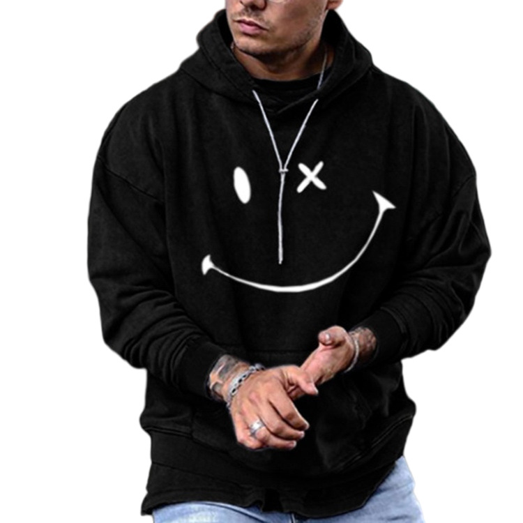Black Men's Sports Hoodie - Back View