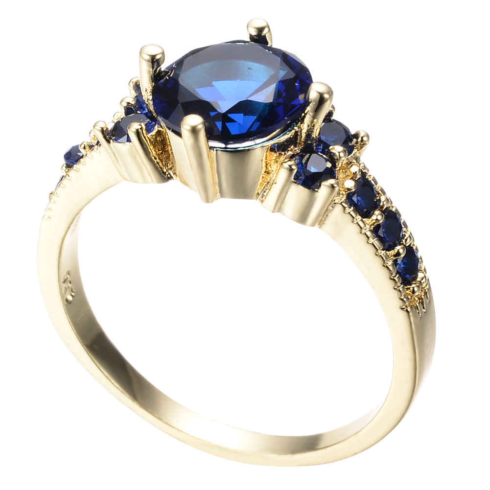 Rhinestone Zircon Four-claw Round Ring