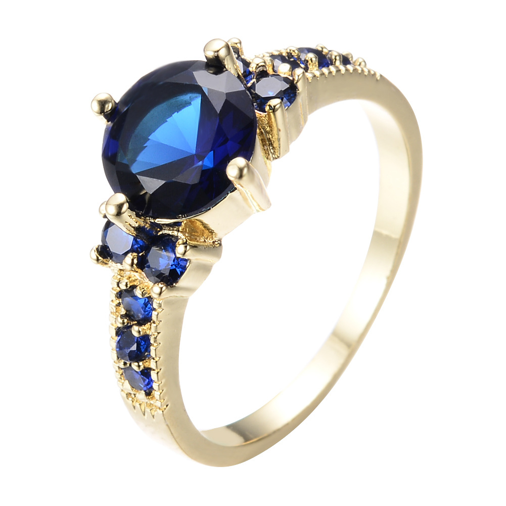 Rhinestone Zircon Four-claw Round Ring