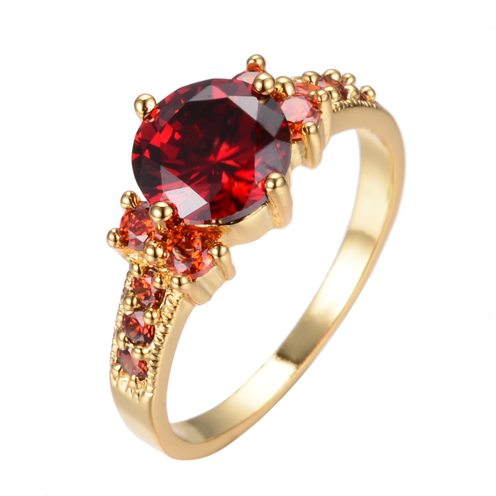 Rhinestone Zircon Four-claw Round Ring