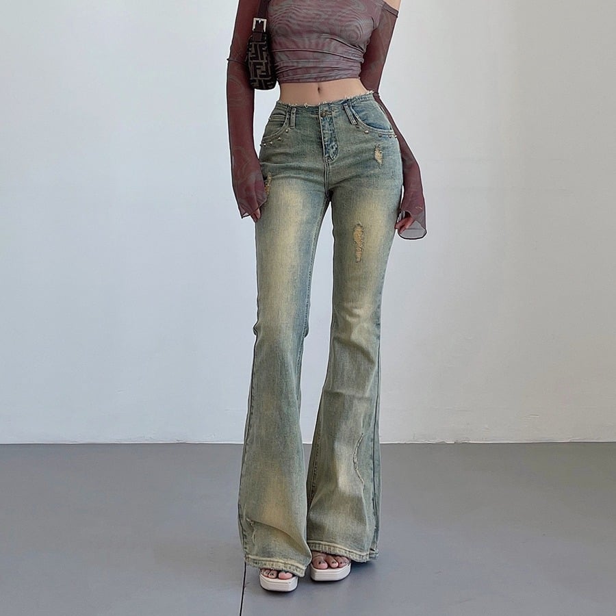 Rivet Wear High Waist Flared Jeans Image 2
