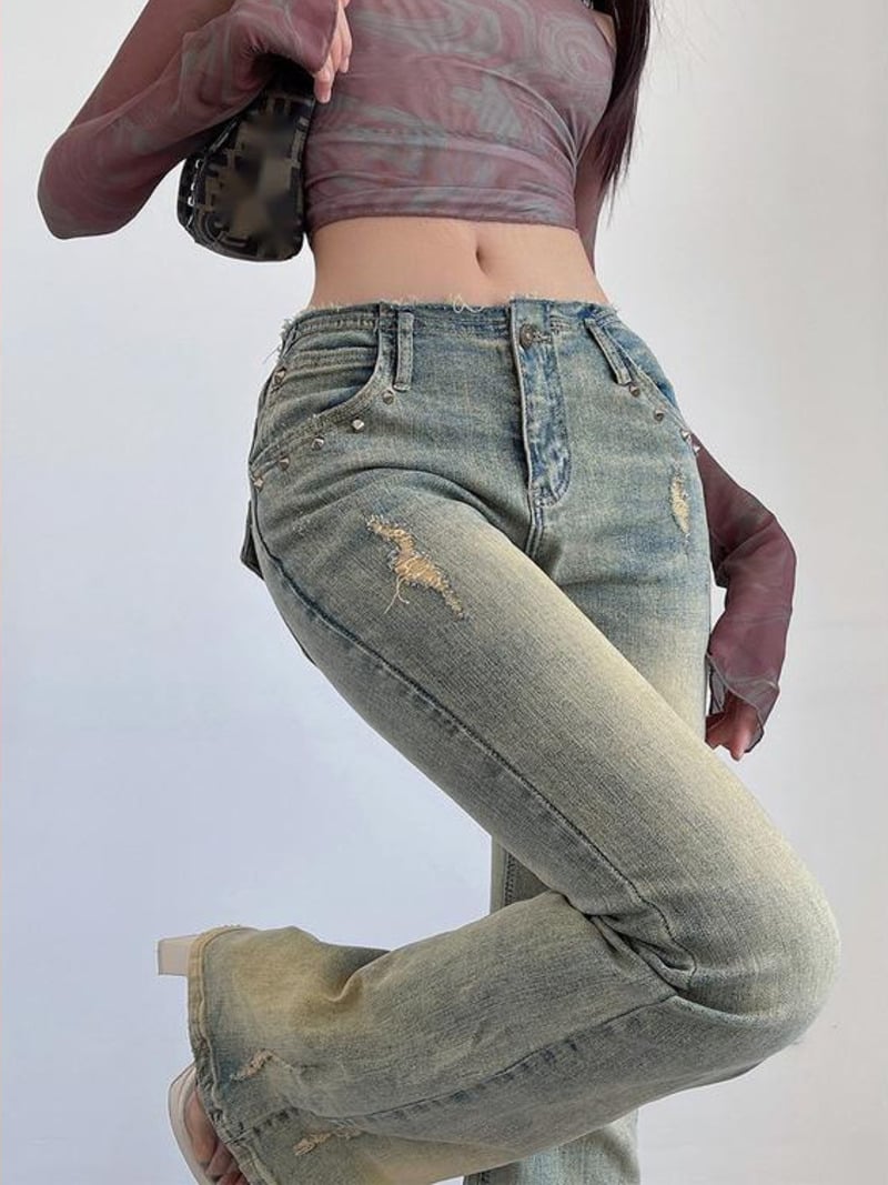Rivet Wear High Waist Flared Jeans Image 3