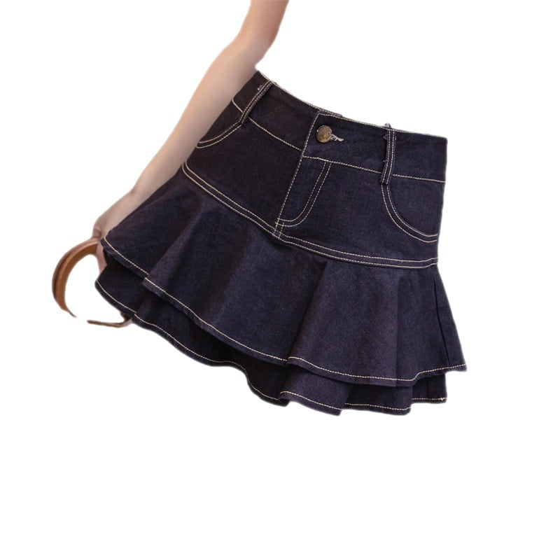 Denim Ruffled Skirt Fishtail Skirt Image 4