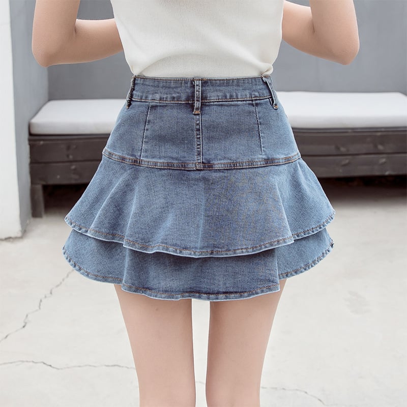 Denim Ruffled Skirt Fishtail Skirt Image 2