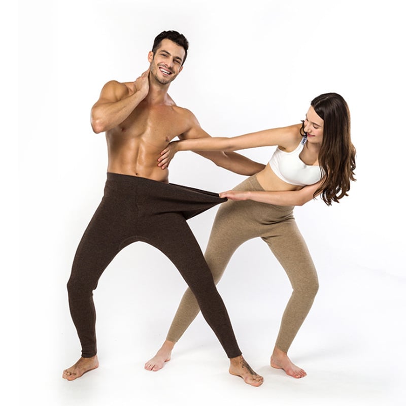 Different angles of cashmere leggings
