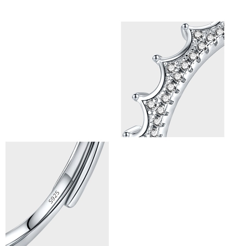 S925 Sterling Silver Micro-inlaid Diamond Crown Ring