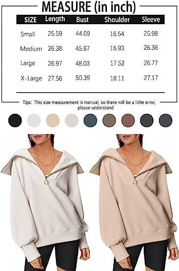Women's Oversized Half Zipper Pullover Sweater - Image 1