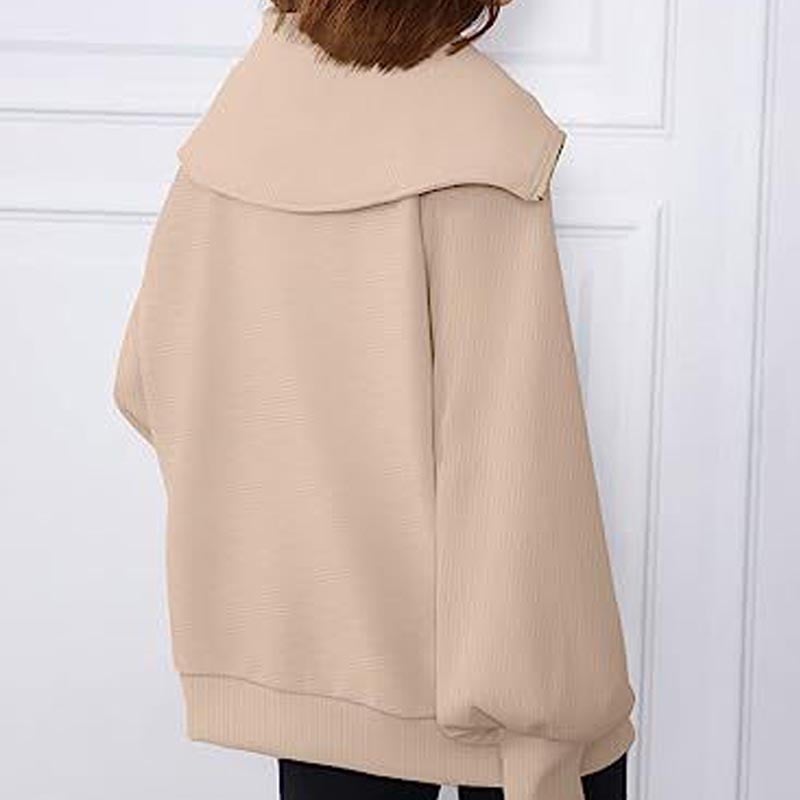 Women's Oversized Half Zipper Pullover Sweater - Image 7