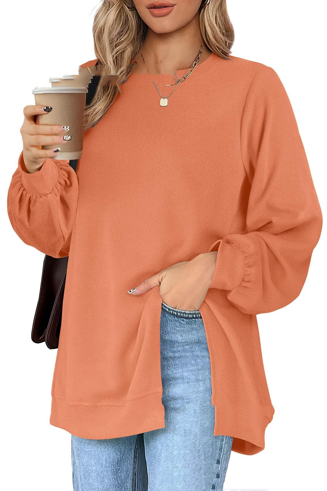 Women's Pullover Side Slit Sweater Image 4