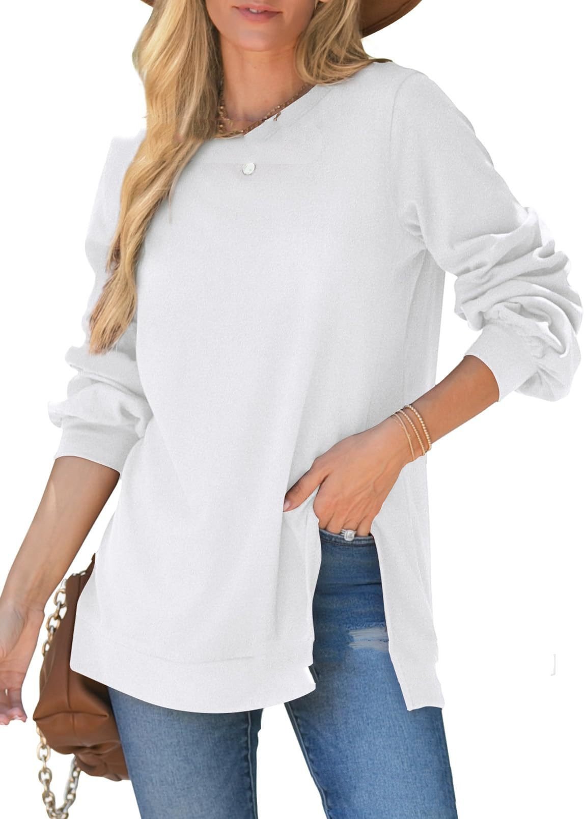Women's Pullover Side Slit Sweater Image 7