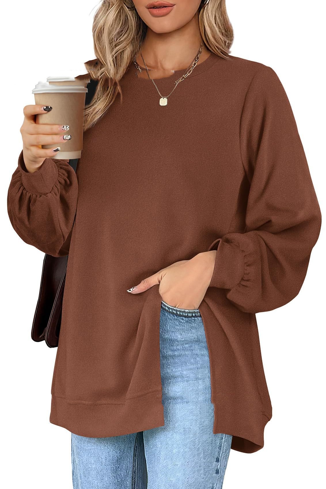 Women's Pullover Side Slit Sweater Image 1