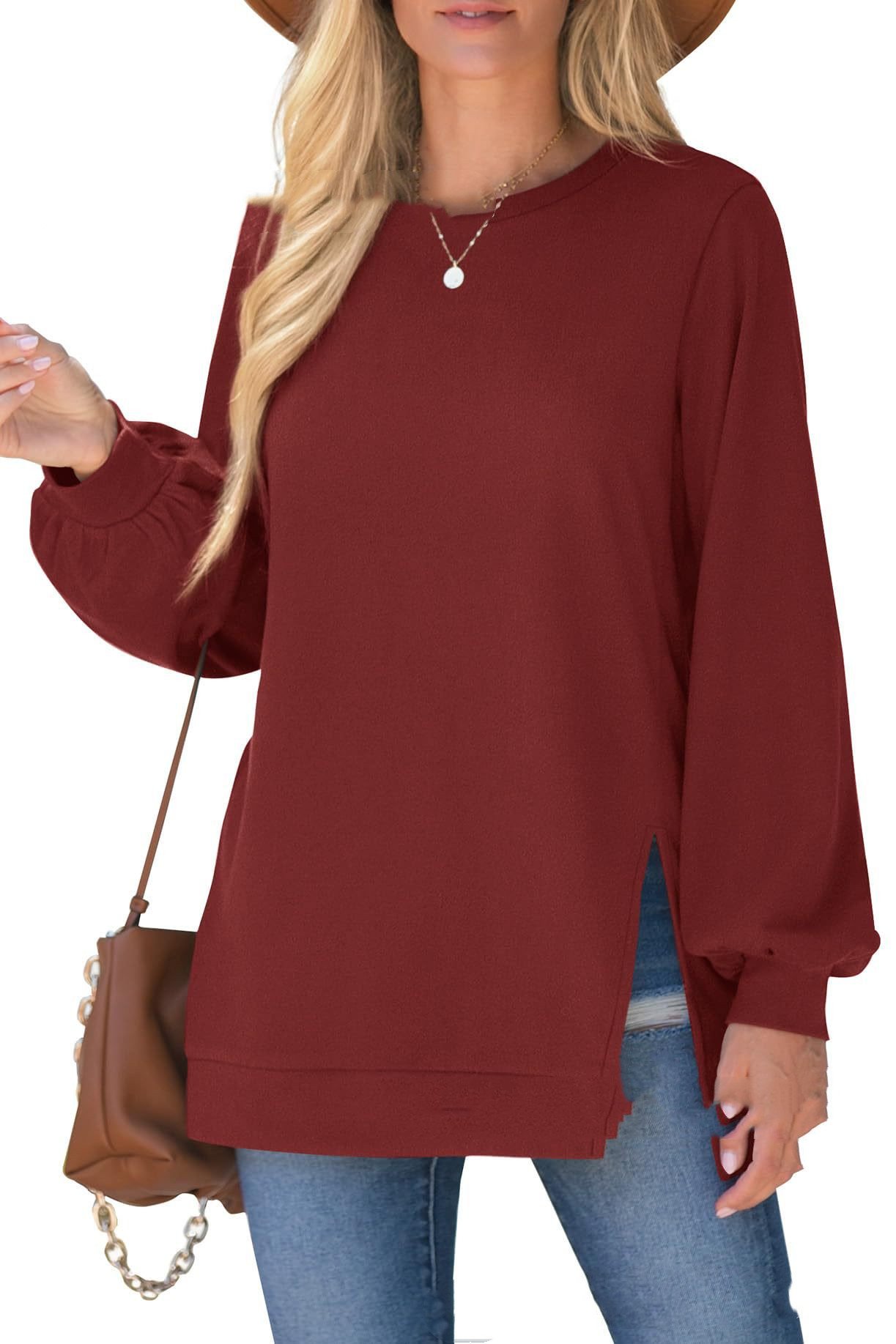 Women's Pullover Side Slit Sweater Image 3