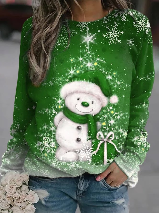 Maglione da donna stampato a maniche lunghe con scollo tondo Immagine 7