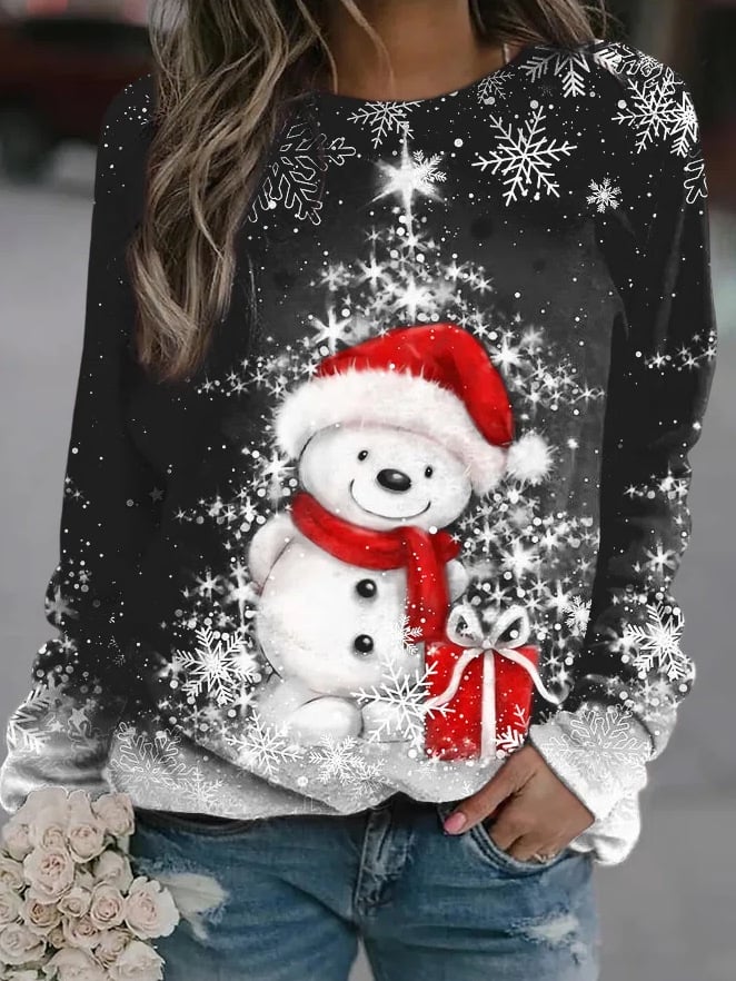 Maglione da donna stampato a maniche lunghe con scollo tondo Immagine 6