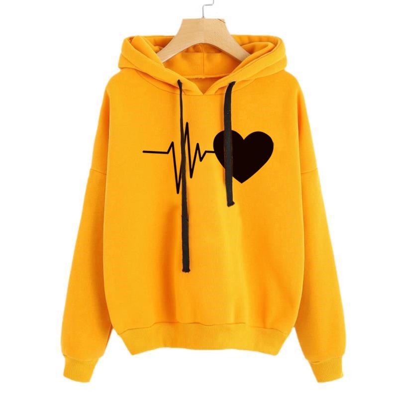 Heart Print Hoodie - Close Up