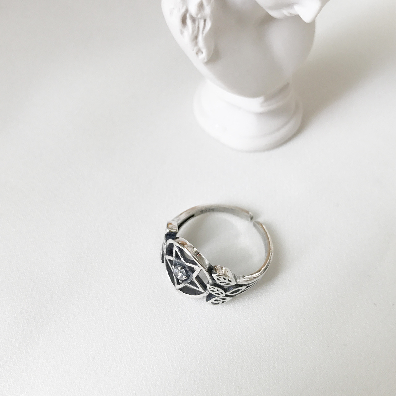 S925 Sterling Silver Pentagram Zircon Opening - Image 5