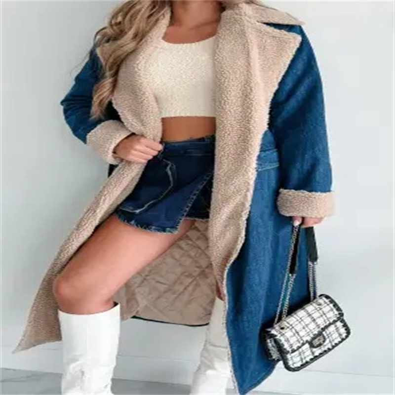 Lace-up Double Pocket Denim Trench Coat Image 6