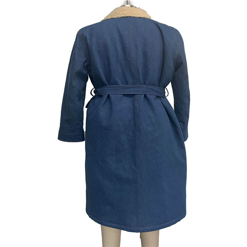 Lace-up Double Pocket Denim Trench Coat Image 3