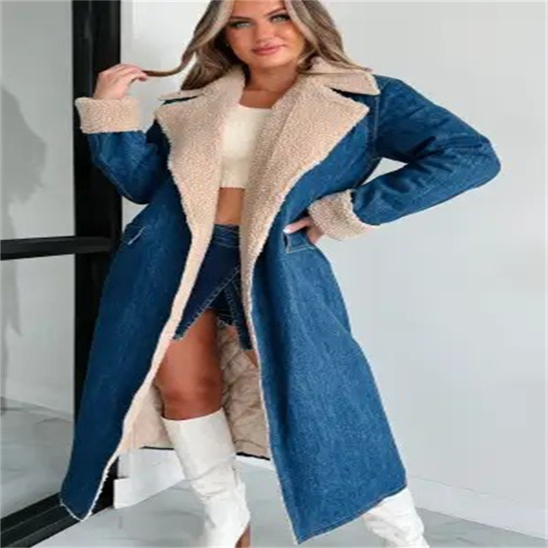 Lace-up Double Pocket Denim Trench Coat Image 7
