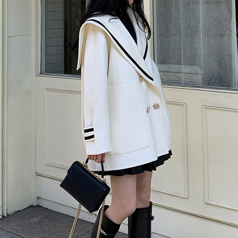 Loose Large Pocket Long Sleeve Tweed - Back View