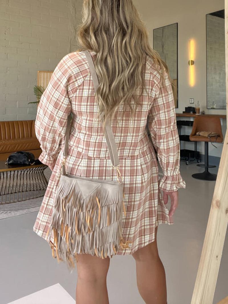 Women's Comfort And Casual Plaid Shirt Dress 3