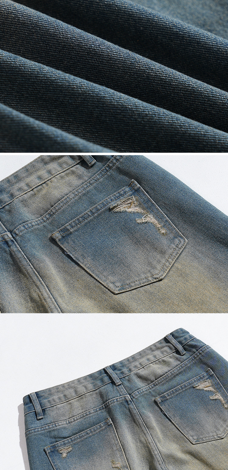 Men's Spring Loose Retro Washed-out Jeans Image 4