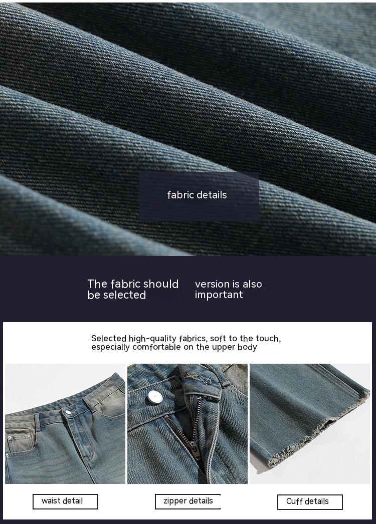 Men's Spring Loose Retro Washed-out Jeans Image 6