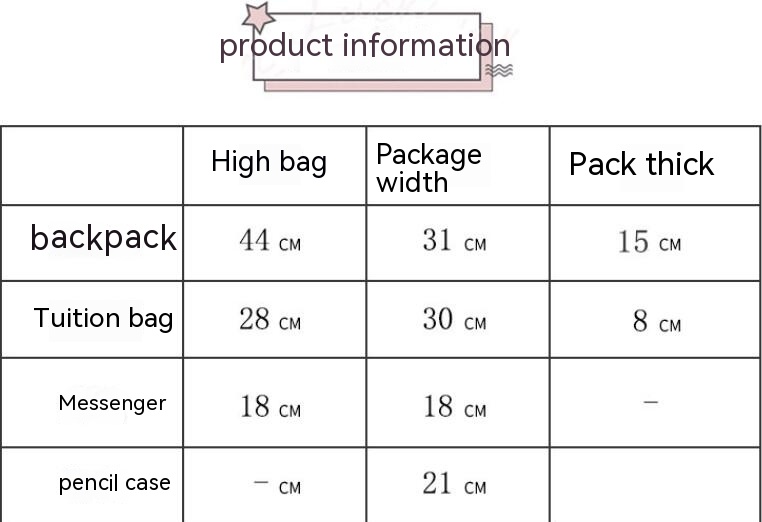 Four-piece Ins Schoolbag