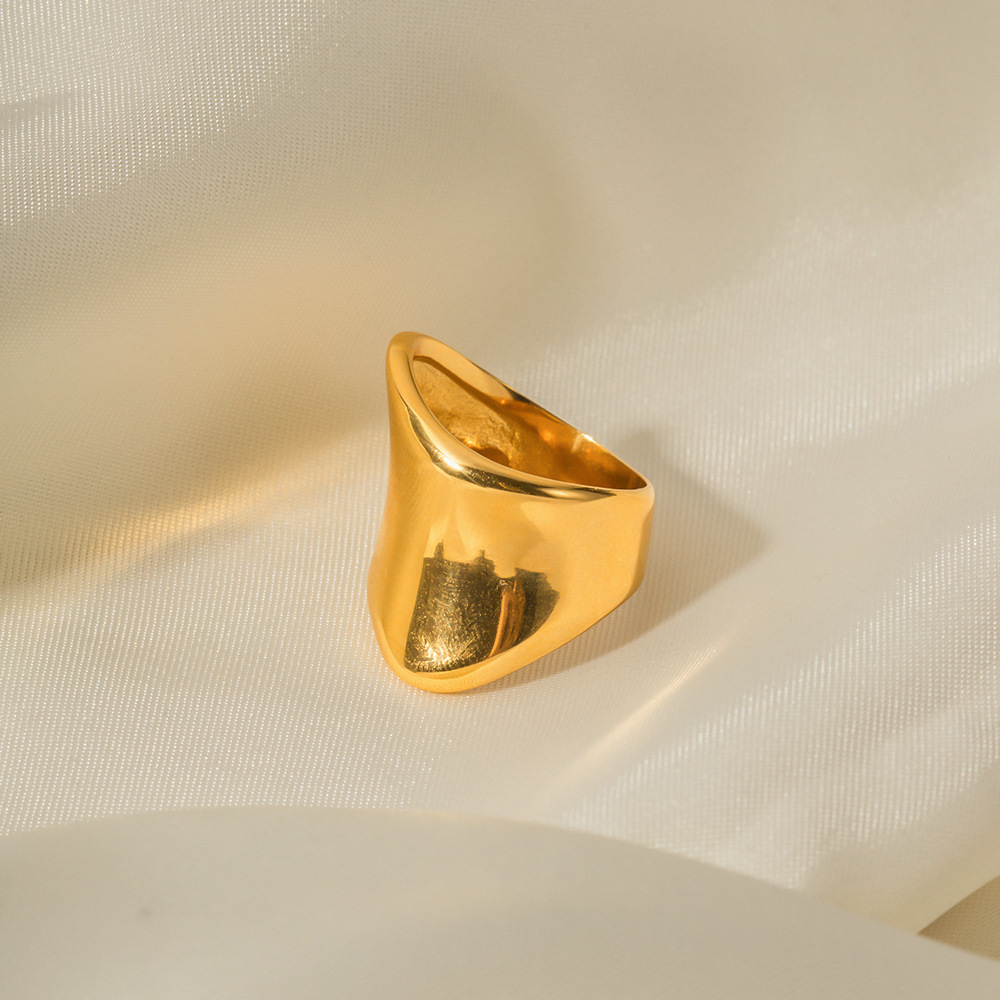 18K Gold Stainless Steel Minimalist Wide Ring Image 3
