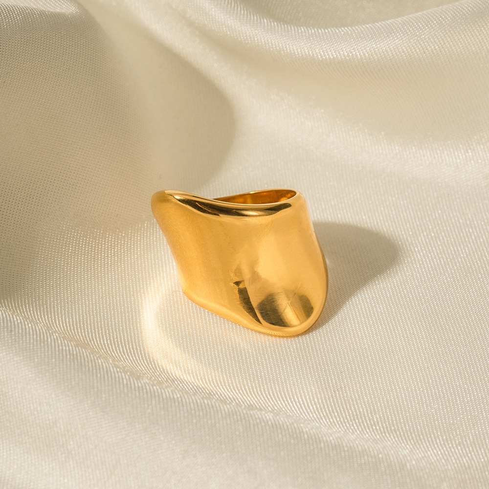18K Gold Stainless Steel Minimalist Wide Ring Image 5