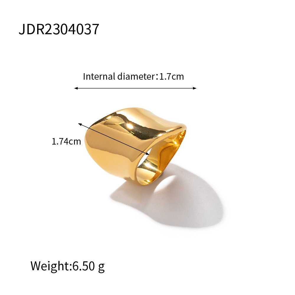 18K Gold Stainless Steel Minimalist Wide Ring Image 1