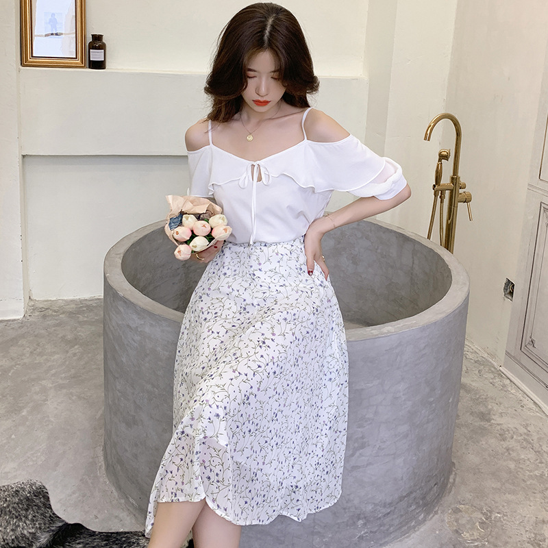 Off-the-Shoulder Camisole Printed Dress Image 3