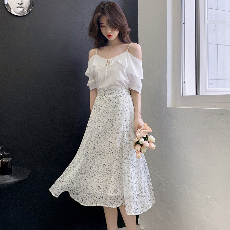 Off-the-Shoulder Camisole Printed Dress Image 1