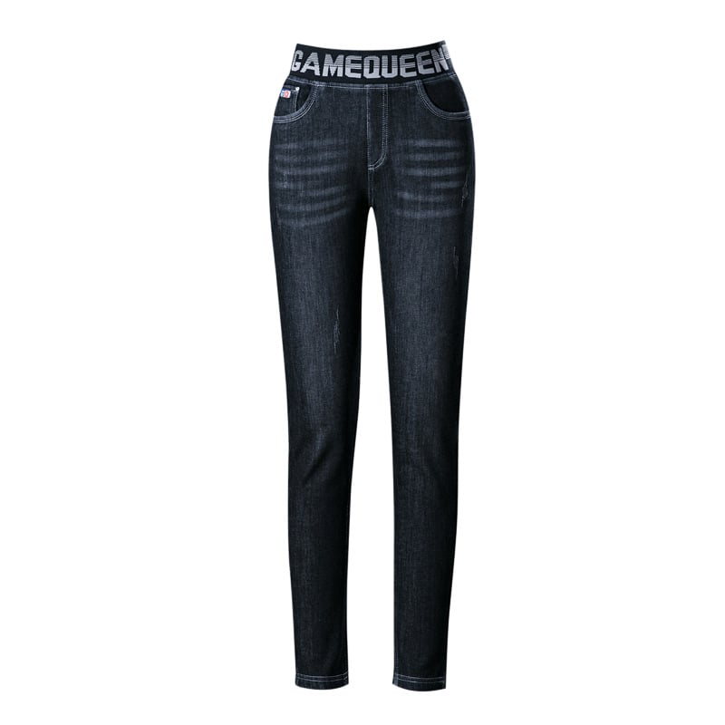Women's Fashion Fleece Padded Jeans in action