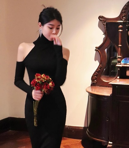 Chic long sweater dress