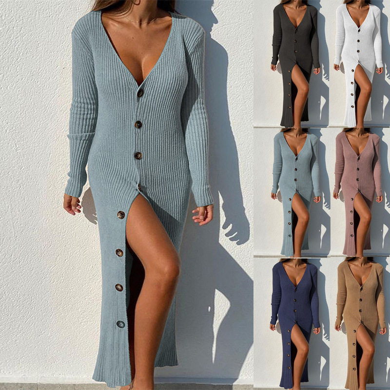 Fashion Knitted Long-sleeved Dress