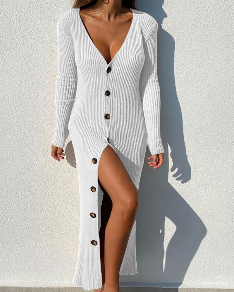 Fashion Knitted Long-sleeved Dress