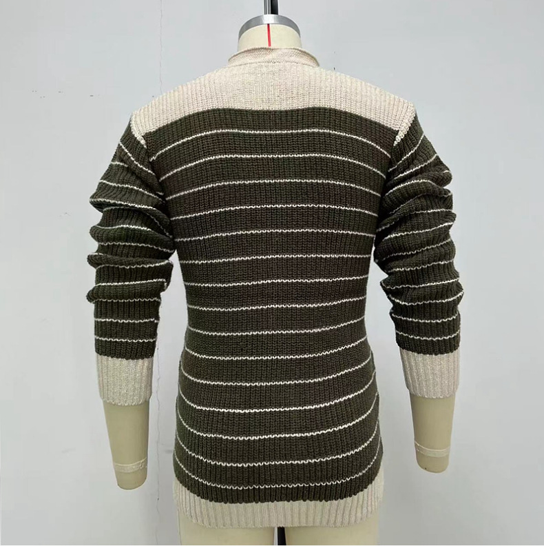 Men's Autumn And Winter Striped Jacquard Sweater Image 2
