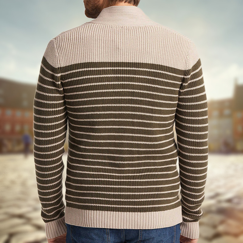 Men's Autumn And Winter Striped Jacquard Sweater Image 6