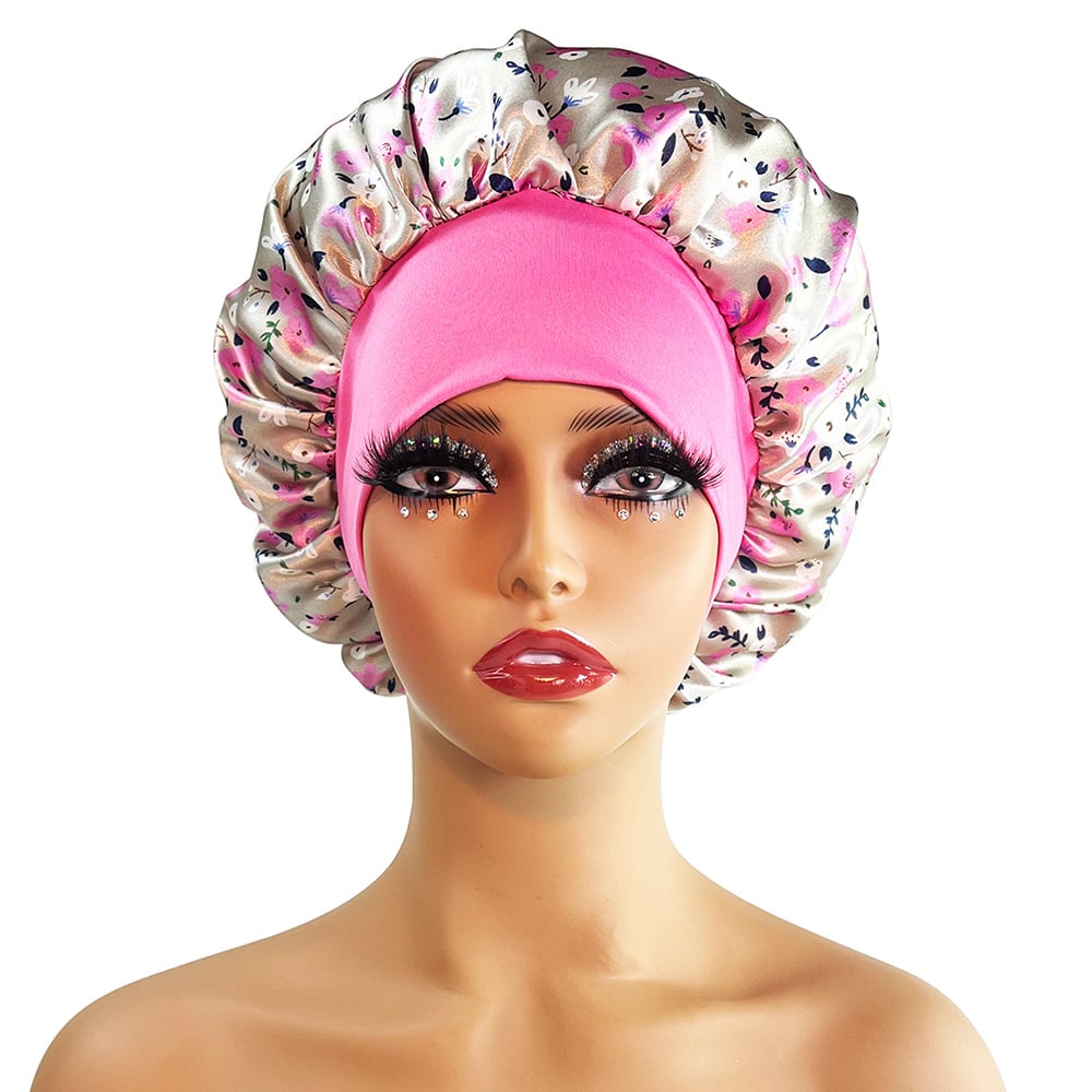 Wide-brimmed Satin Printing Nightcap 2